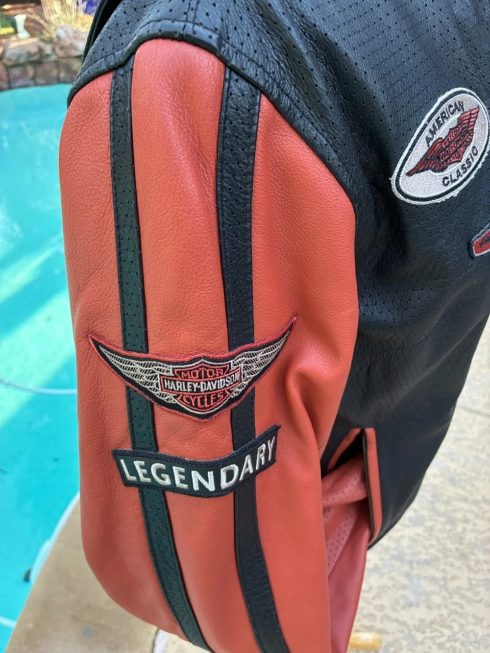 Genuine Harley-Davidson Black Rust Leather motorcycle riding Jacket exc cond L - Picture 6 of 16